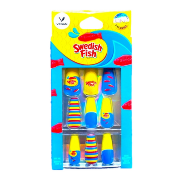 Swedish Fish Squareletto Vegan Faux Nail Set - 24 Pack - NWT - Picture 1 of 4